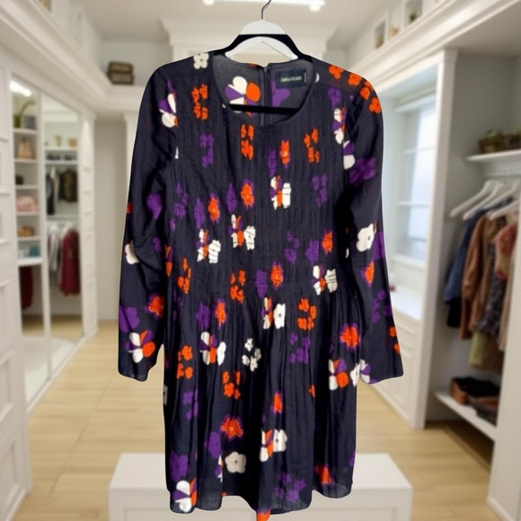 Zadig & Voltaire Rodin Print Arty Print Black Floral Mini Dress Size M - Picture 1 of 6
